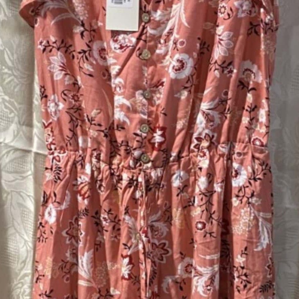 Coral Pink Boho Floral Ruffle Midi Dress NWT - Picture 8 of 10